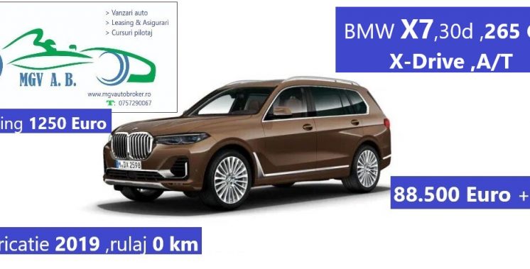 BMW X7 ,30d ,258 C.P ,X-drive,A/T ,fab.2019 ,rulaj 0km